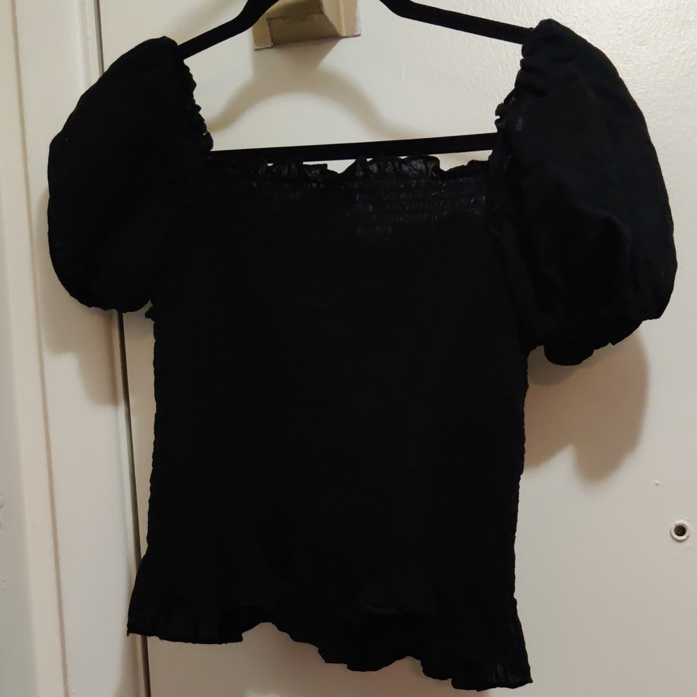 Wonder Nation Elegant Black Puff Sleeve Top - Picture 3 of 3